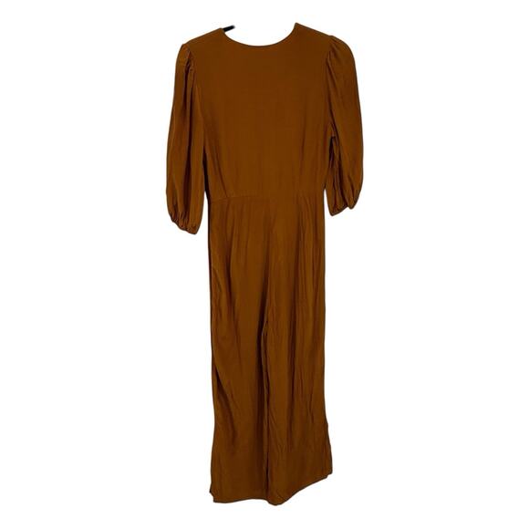 Capulet 3/4 Sleeve Ankle Jumpsuit size Medium V Neck Rust Brown Rayon - Picture 3 of 11